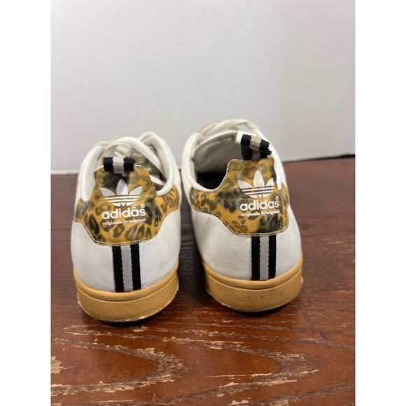 Adidas Stan Smith Mens Sneakers 10 US White With Leopard Heel Detail - Picture 4 of 5